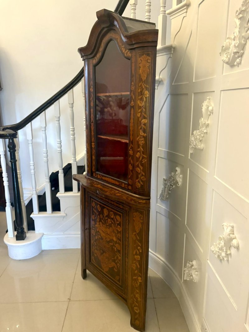 Antique 19th Century Quality Dutch Marquetry Corner Cabinet